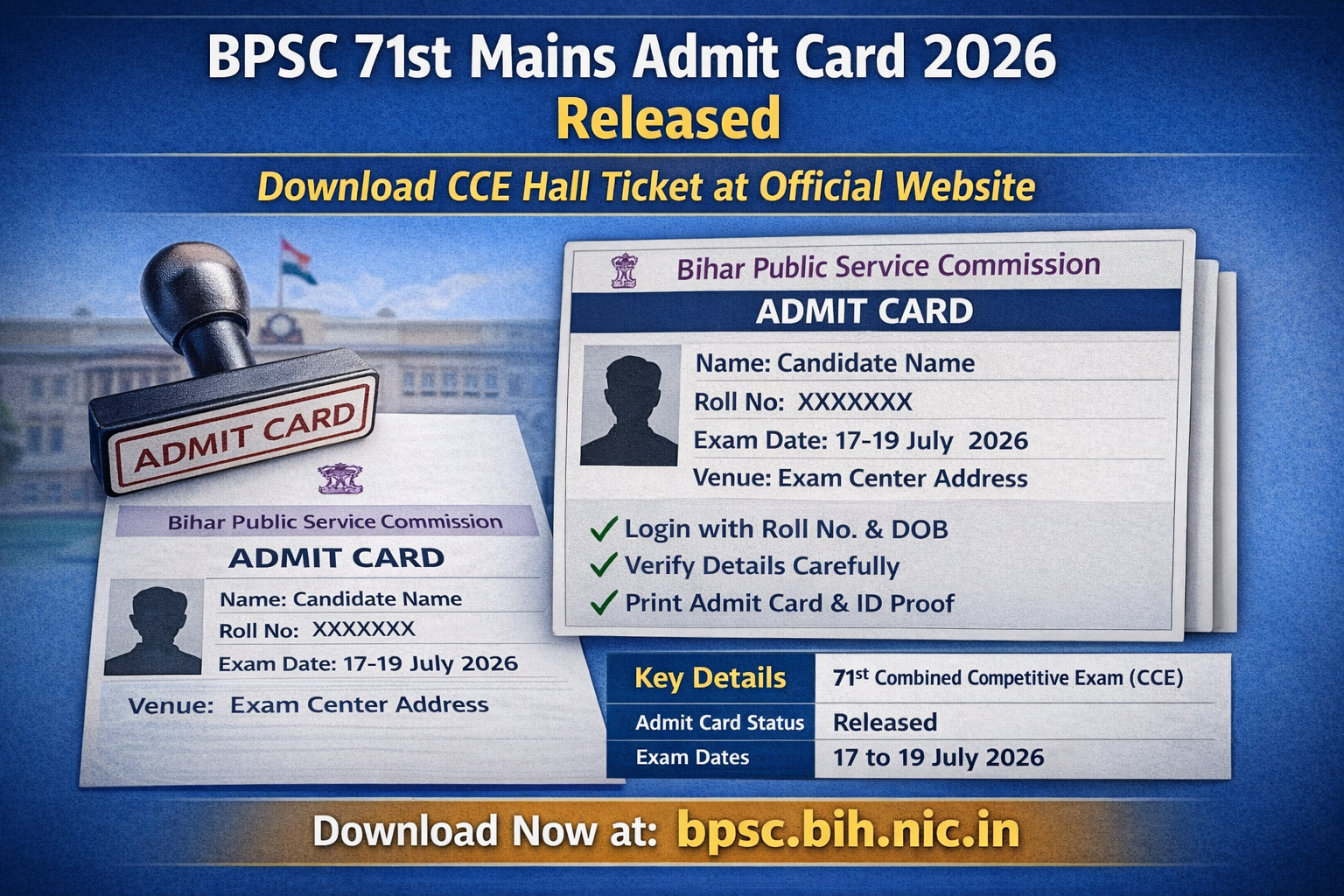 BPSC 71st Mains Admit Card 2026